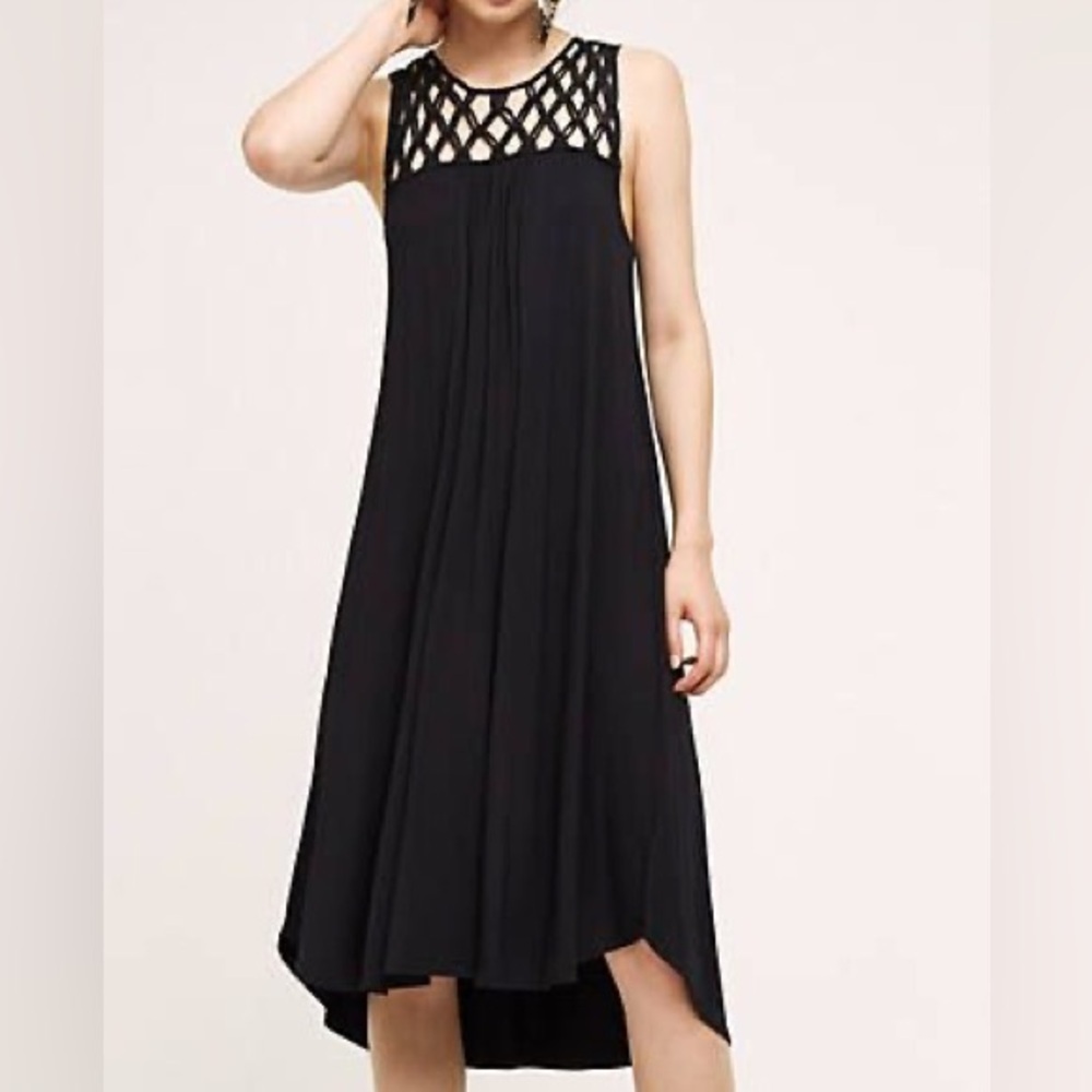 Maeve Macrame Swing Dress -Black Size Large